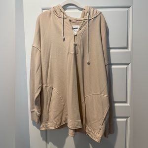 Aerie L Tan Hooded Sweatshirt